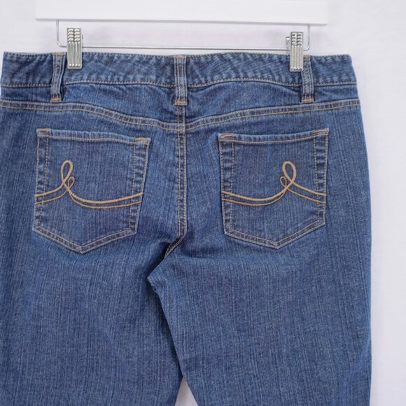 Ann Taylor Loft Slim Cropped Blue Denim Capri Mid Rise Jeans -10- 34 / 21 - Picture 4 of 7